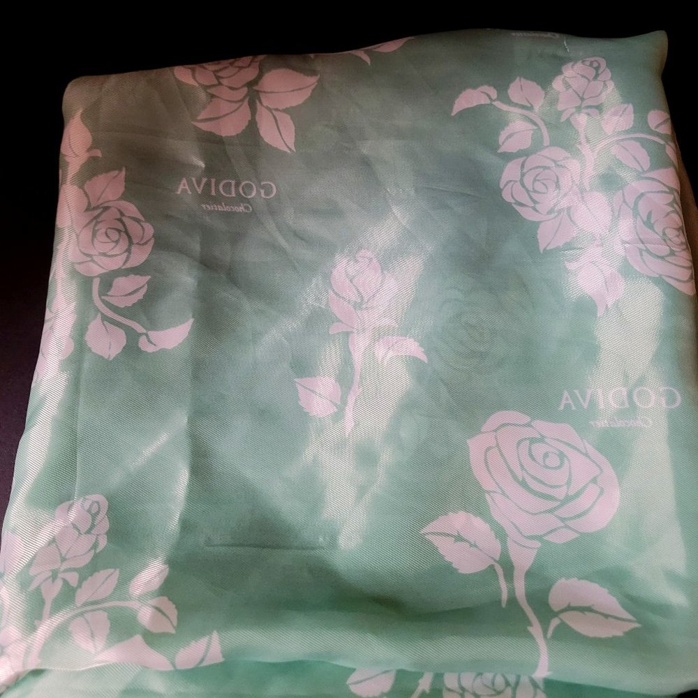Mint green with white roses Godiva Scarf